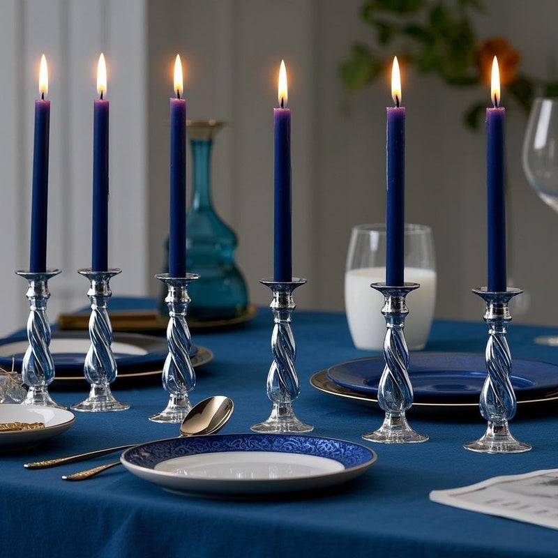 Sihuida 12-Pack Navy Blue Taper Candles, 10 Inch Unscented Dripless Candlesticks, Long-Lasting Burn Time of 7-8 Hours, Perfect for Home Décor Dinner Party Meditation - Image 2